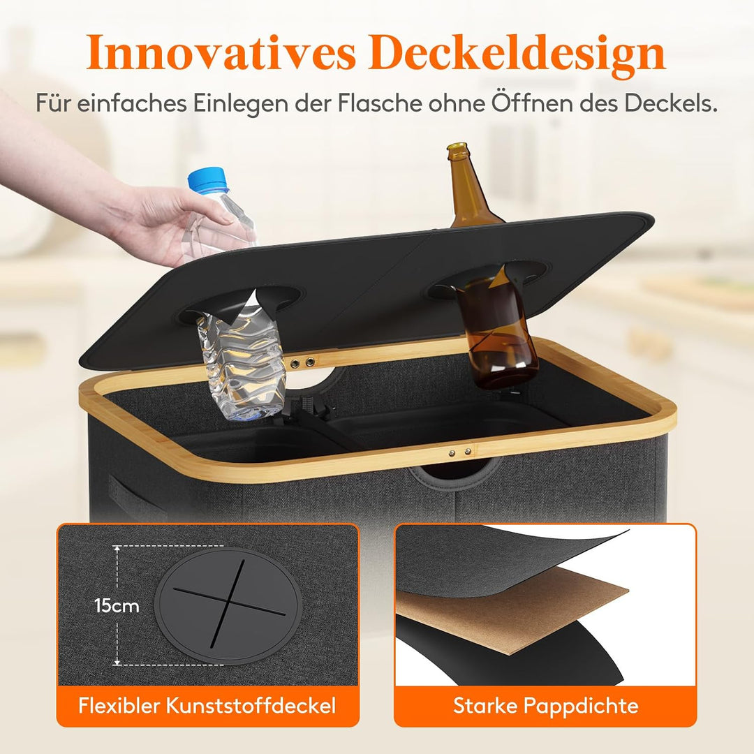 Lifewit 150L Pfandflaschen Sammelbehälter, Flaschen Organizer mit Deckel, Flaschensammler Leergut 2