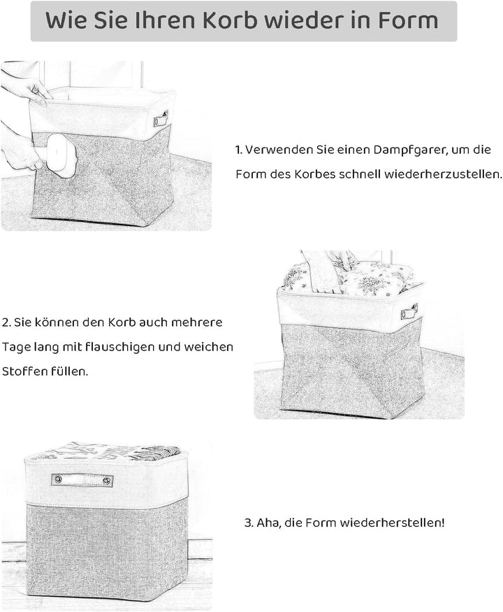 Mangata Stoff Aufbewahrungsboxen 4er set, 33x38x33cm Grosser Aufbewahrungskorb für Schlafzimmer, Bas