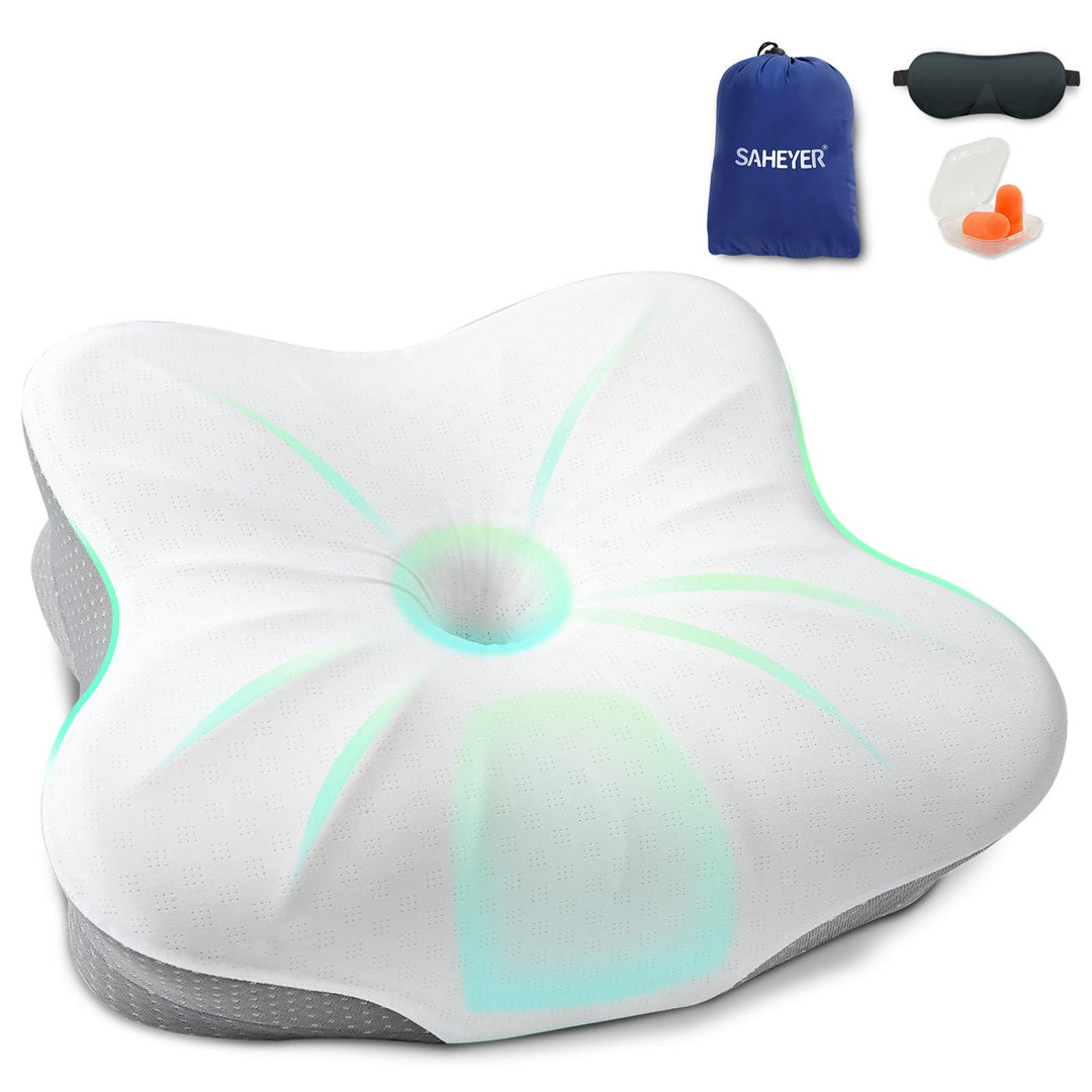 SAHEYER Reisekissen Memory Foam, Ergonomisches Camping Kissen, Orthopädisches Nackenkissen Kopfkisse