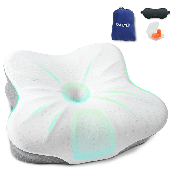 SAHEYER Reisekissen Memory Foam, Ergonomisches Camping Kissen, Orthopädisches Nackenkissen Kopfkisse