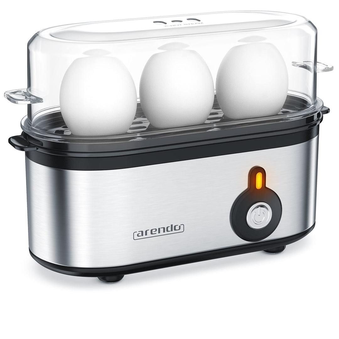 Arendo - Edelstahl Eierkocher Threecook - Egg Cooker - EIN AUS-Schalter - Wählbarer Härtegrad - 210