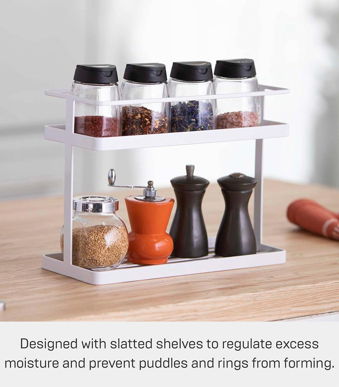 Yamazaki Home Countertop Gewürzablage und Organizer | Stahl, Einheitsgrösse, Schwarz, Schwarz