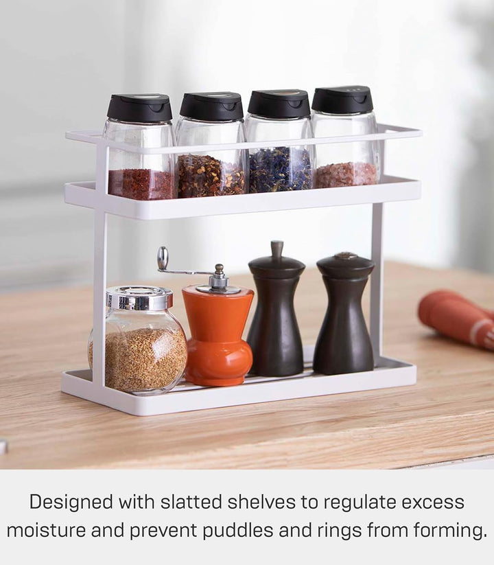 Yamazaki Home Countertop Gewürzablage und Organizer | Stahl, Einheitsgrösse, Schwarz, Schwarz