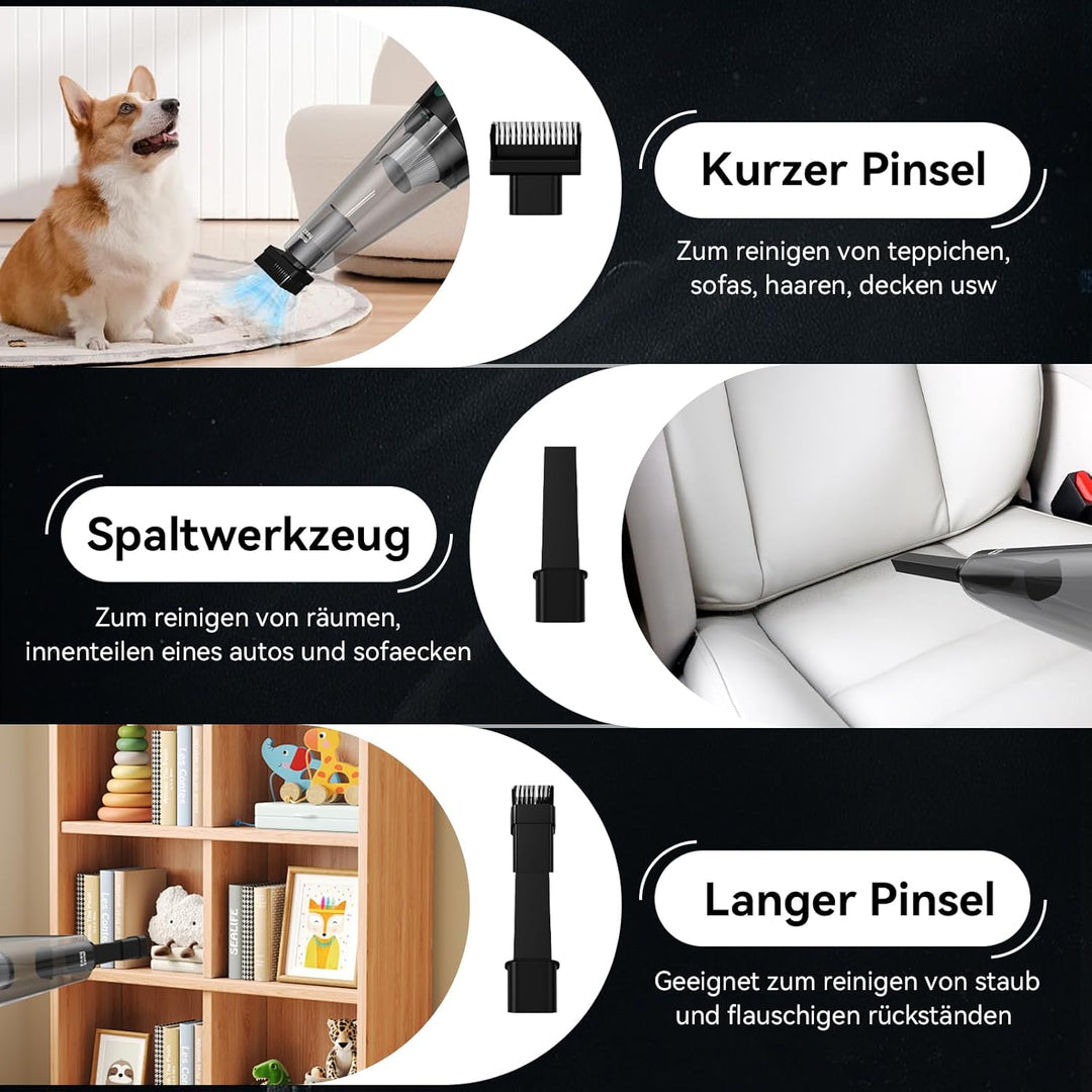 Minthouz Handstaubsauger Akku 9000PA, 120W Autostaubsauger LED-Licht, 30 Min Laufzeit Schnellladung,