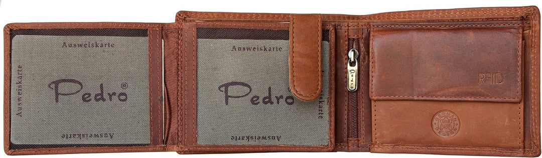 FLW Herren Hellbraun Echtleder Geldbörse Pedro mit RFID (Datenschutz)