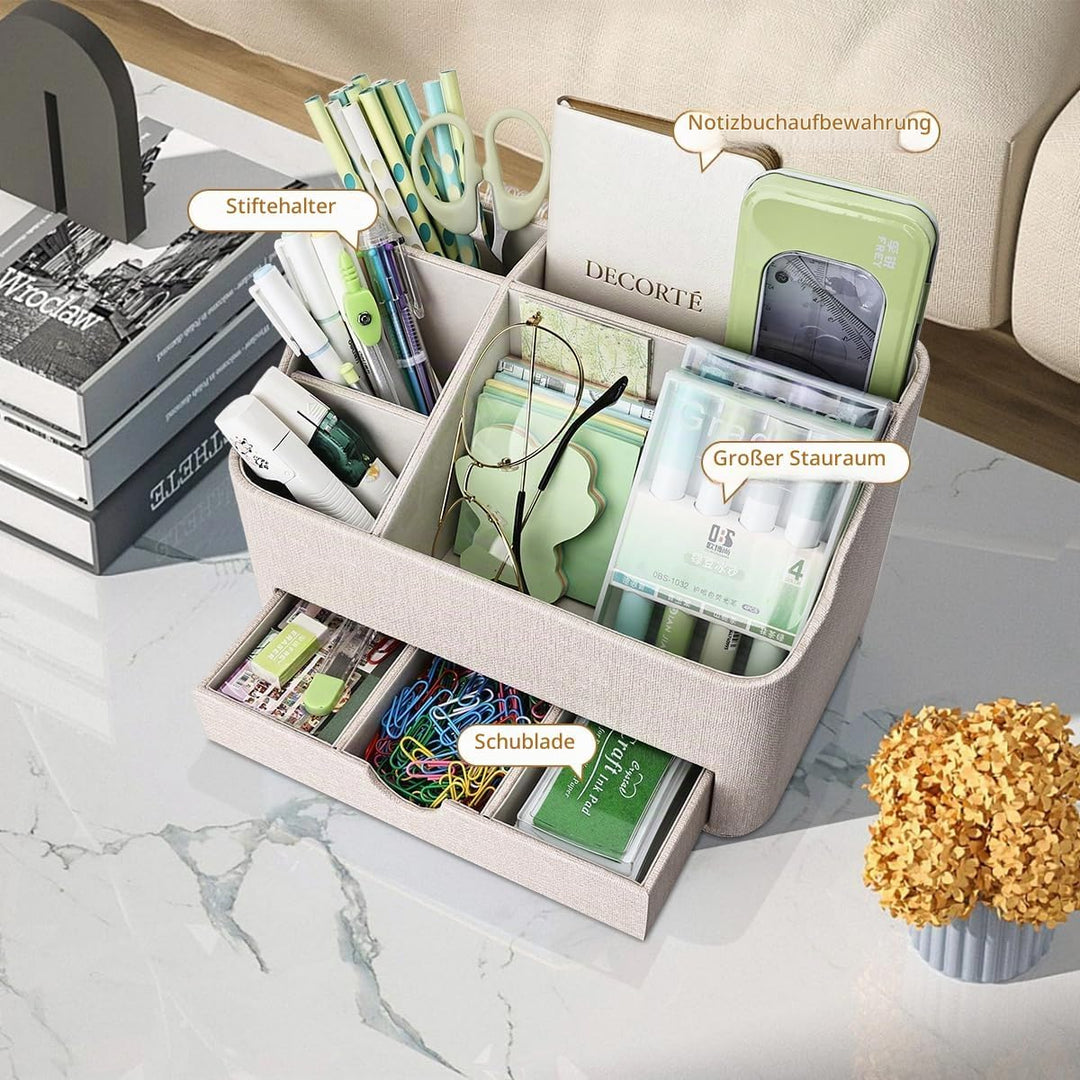 KINGFOM Büro Schreibtisch Organizer Mit 5 Fächern &amp; Schubladen, Multifunktionales Stifte Organizer S