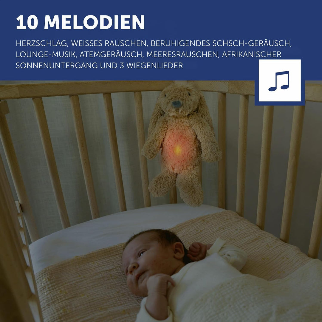 ZAZU - Ro der Hase Baby Schlafhilfe mit wiederaufladbarem Akku – Nachtlicht in mehreren Farben &amp; ber