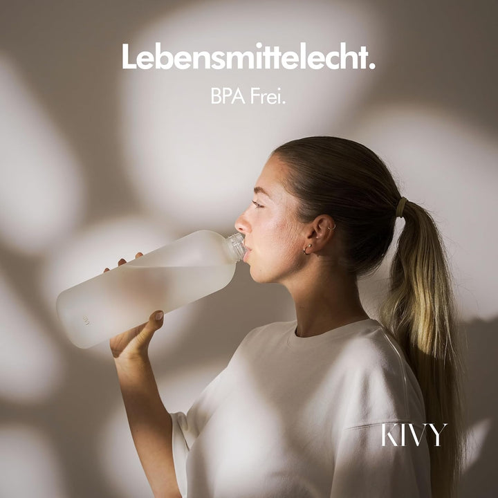 KIVY Tritan-Wasserflasche 1,5 Liter - Kohlensäure geeignet &amp; Auslaufsicher - Für Sport, Schule &amp; Bür