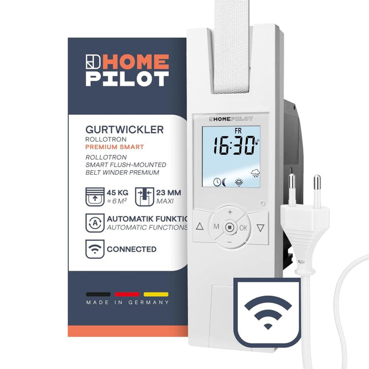 HOMEPILOT - Gurtwickler RolloTron Premium Smart | Elektrischer Gurtwickler mit Display zur bequemen
