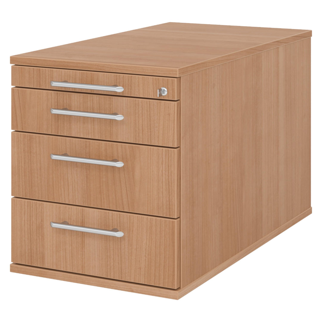 bümö Rollcontainer mit Schubladen, Container abschliessbar aus Holz in Nussbaum - Rollwagen für&