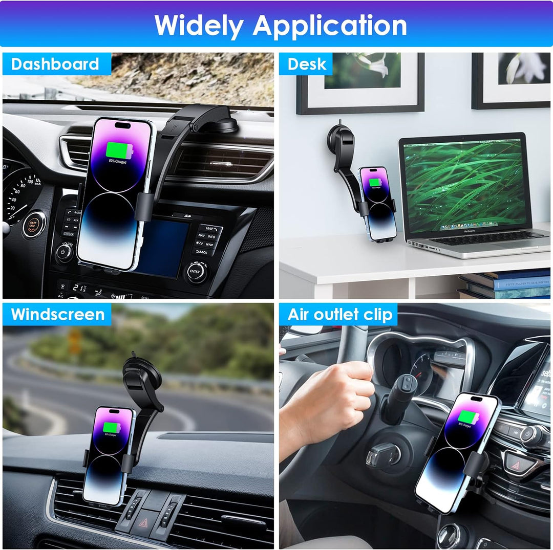 Qoosea 15W Fast Wireless Charger Auto Handyhalterung Mit Ladefunktion, Induktion Doppelspule Kabello