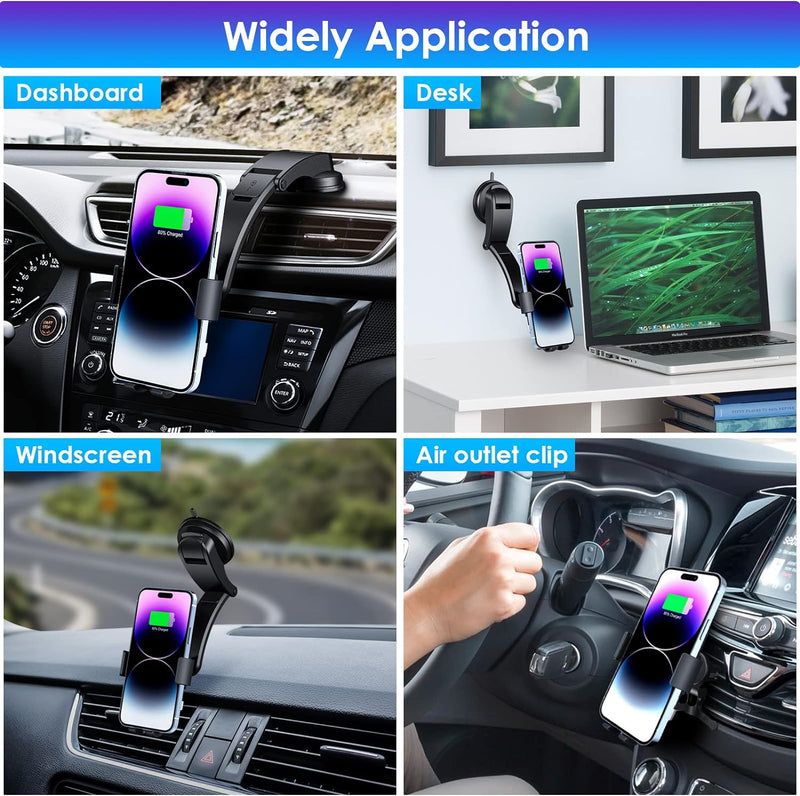 Qoosea 15W Fast Wireless Charger Auto Handyhalterung Mit Ladefunktion, Induktion Doppelspule Kabello