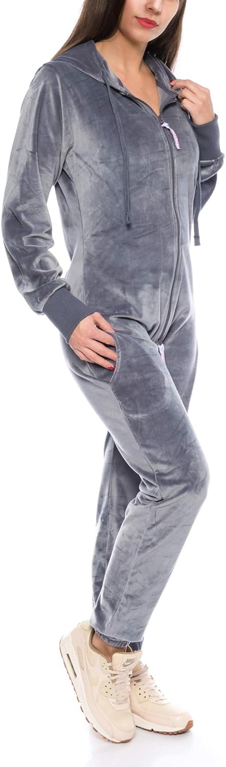 Crazy Age Damen Jumpsuit aus Samt (Nicki, Velvet) Wohlfühlen mit Style. Elegant, Kuschelig, Weich. O