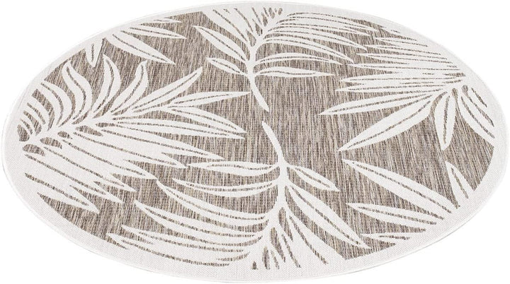 carpet city Outdoor-Teppich Wetterfest Balkon Terrassen - Beige in 120x120 cm Rund - Deko Teppiche A