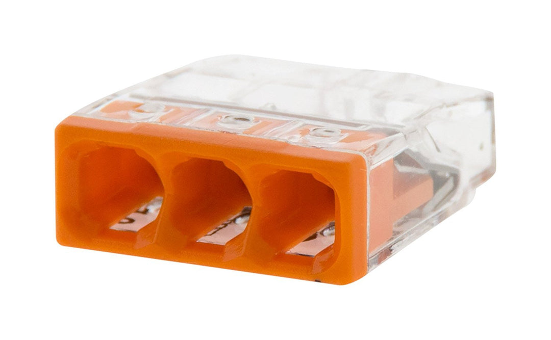 WAGO 2273-203 COMPACT Steckklemmen, 3-Leiter Dosenklemme, 100 Stück | Für eindrähtige Leiter von 0,5