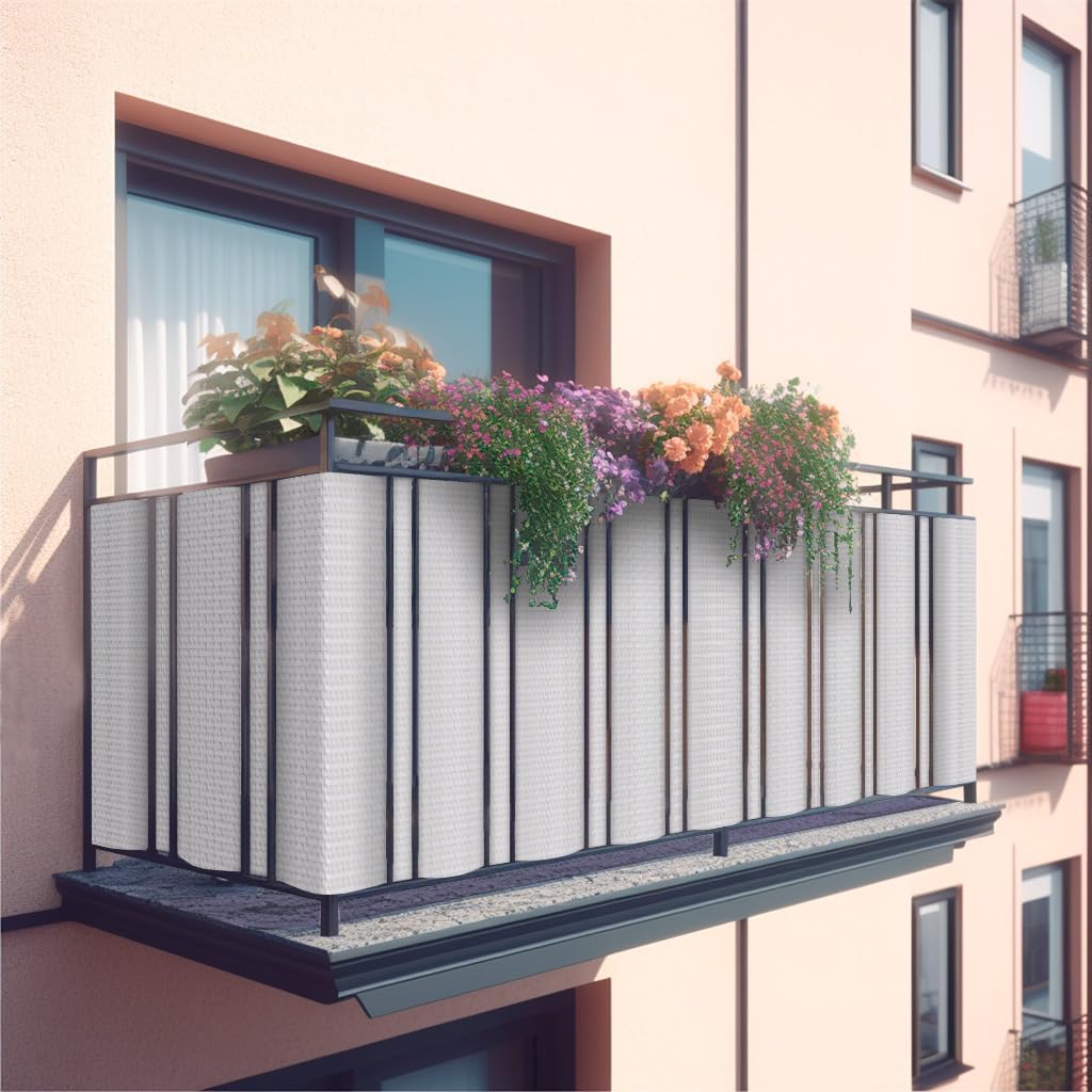 COVER IT Balkon Sichtschutz nach Mass 120 cm – Balkonsichtschutz Meterware wetterfest mit Ösen für B
