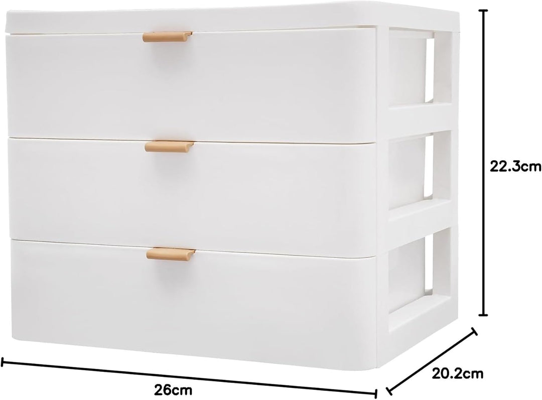 Aufbewahrungsbox mit 3 Schubladen, Schreibtisch Organizer Kosmetik Schubladenbox Desktop Schubladen