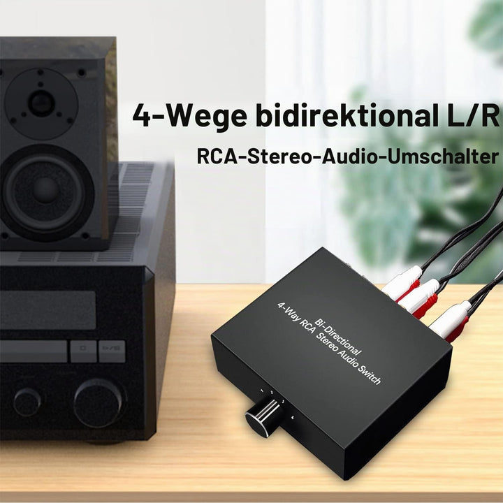 XMSJSIY 4-Wege Bidirektional L/R RCA Stereo Audio Switcher, 1 in 4 Out oder 4 in 1 Out, L/R Sound Ch