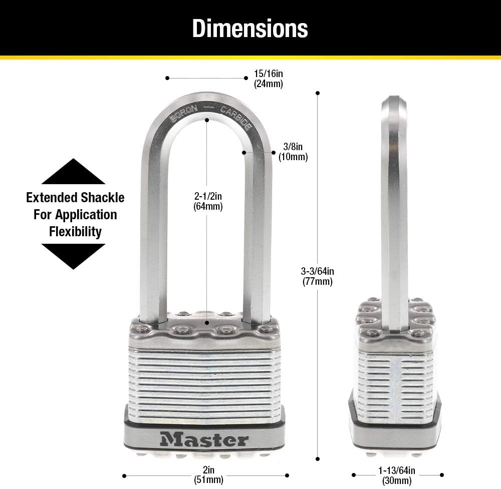 Master Lock M5XTLJ Magnum Vorhängeschloss mit Schlüssel, 2 Stück, gleichschlieÃŸend 2 Pack, Keyed-Al