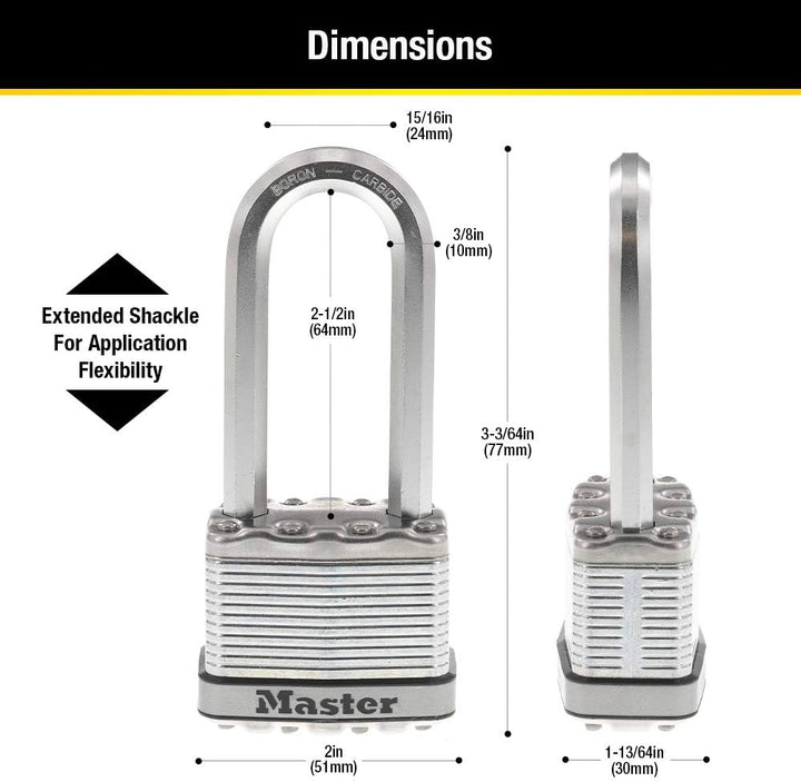 Master Lock M5XTLJ Magnum Vorhängeschloss mit Schlüssel, 2 Stück, gleichschlieÃŸend 2 Pack, Keyed-Al