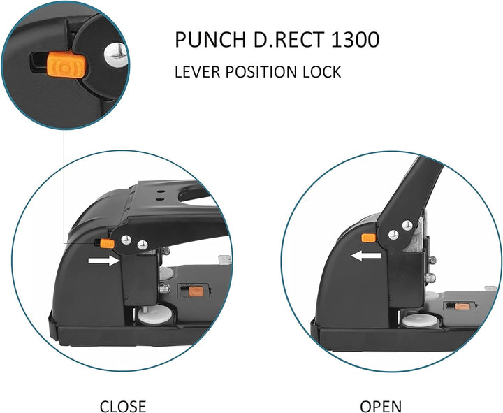 D.RECT 1300 Locher gross | 100 Blatt | Anschlagschiene mit Formatvorgaben | Registraturlocher Bürolo