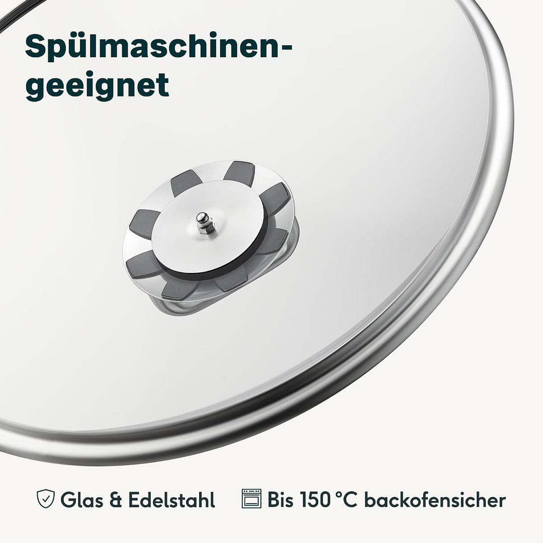 SILBERTHAL Edelstahl Wok Unbeschichtet 28 cm Deckel PFOS &amp; PFOA &amp; PTFE frei