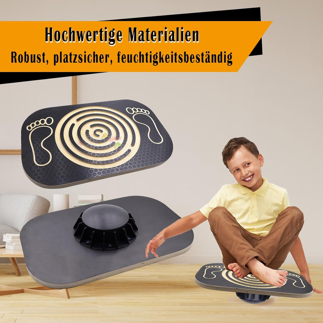 Balance Board Holz, Wackelbrett Gleichgewichtstrainer, Board für Yoga und Übung, Balancierbrett für