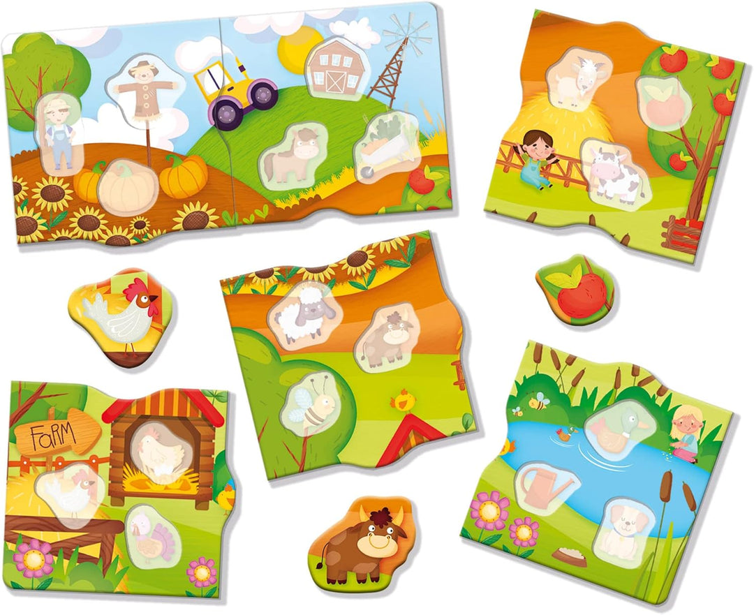 Liscianigiochi 92741 Montessori Baby Box Farm, Nicht Zutreffend Montessori Baby Box 6 Teile, Montess