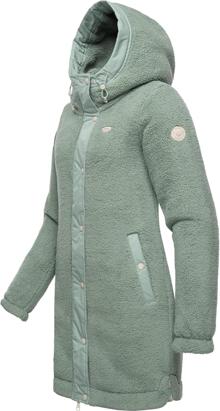 Ragwear Damen Fleecejacke Kurze Teddyfleece-Jacke warm mit Kapuze Cousy XS-6XL 4XL Dusty Green, 4XL
