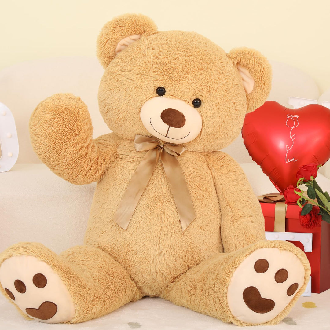 MorisMos Hellbraun Teddybär gross, 120cm Riesen Teddy Kuscheltier XXL, Weich Teddy Bär Stofftier Plü