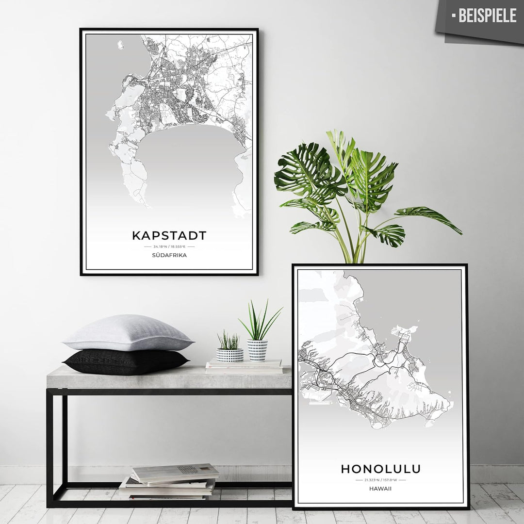 Vacentures® Stadtposter - Jede Stadt - Jeder Ort Weltweit Auswählbar - Poster deiner Lieblingsstadt