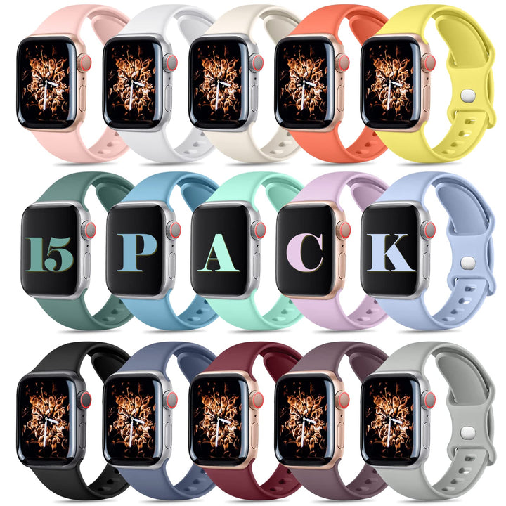 Dirrelo 15 Stück Sport Armbänder Kompatibel mit Apple Watch Armband 42mm 44mm 45mm 49mm für Damen He