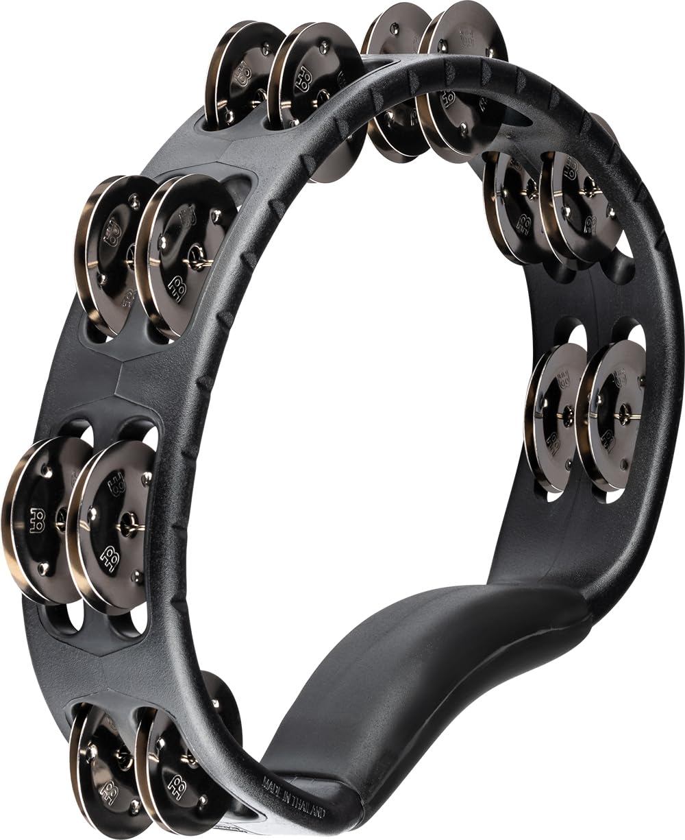 Meinl Percussion HTMT1BK Tambourine (ABS-Plastik) mit vernickelten Stahlschellen (2-reihig) Handmode