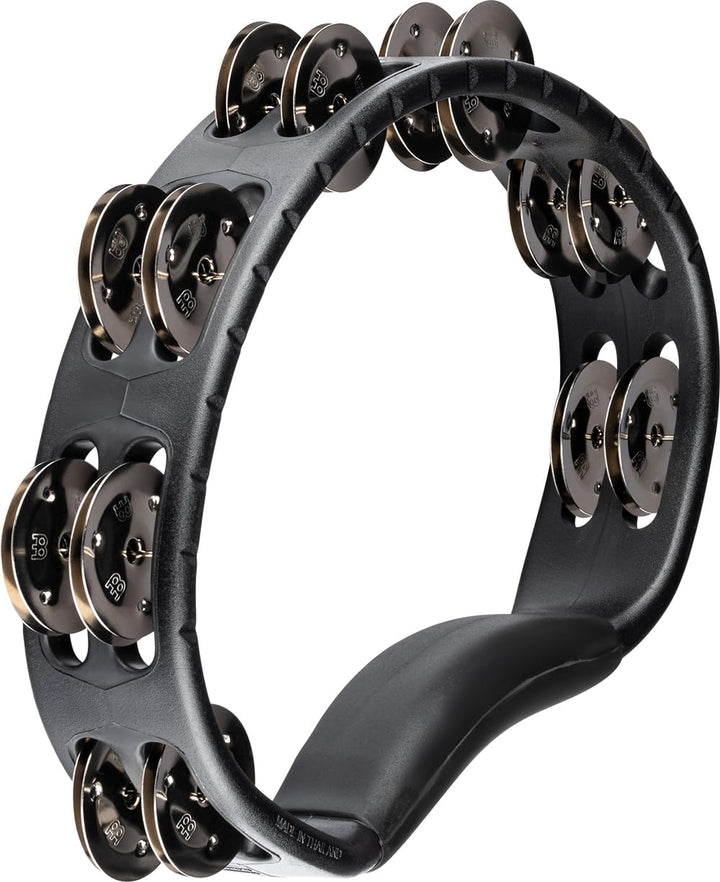 Meinl Percussion HTMT1BK Tambourine (ABS-Plastik) mit vernickelten Stahlschellen (2-reihig) Handmode