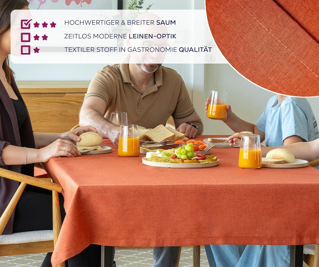 BEAUTEX fleckenabweisende und bügelfreie Tischdecke - Tischtuch mit Lotuseffekt - Tischwäsche in Lei
