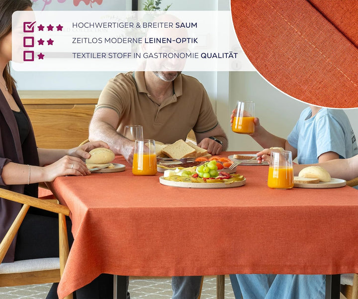 BEAUTEX fleckenabweisende und bügelfreie Tischdecke - Tischtuch mit Lotuseffekt - Tischwäsche in Lei