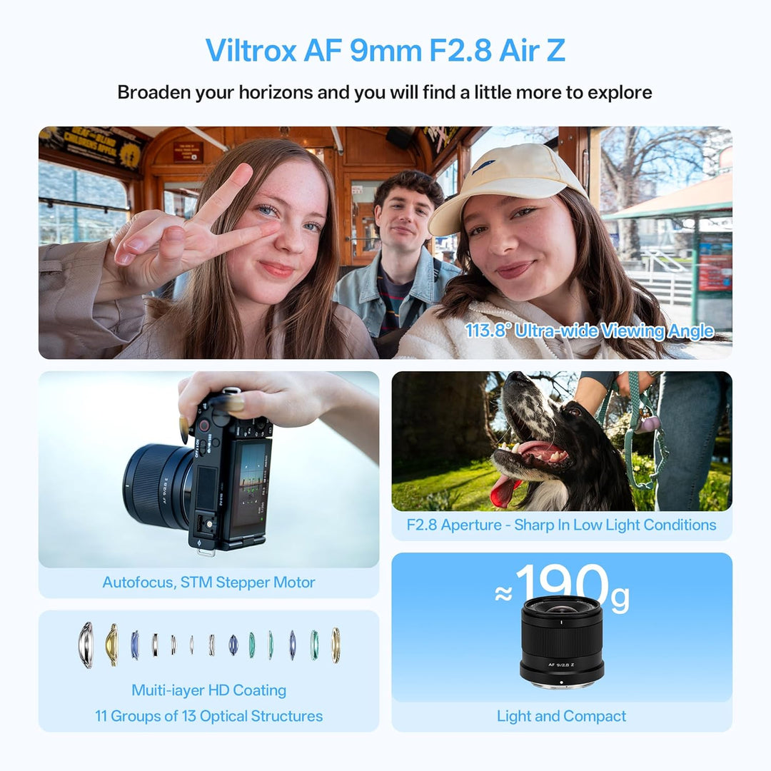 VILTROX AF 9mm F2.8 f/2.8 Air Objektiv für Nikon Z-Bajonett, 113,8° Ultraweitwinkel-Autofokus-Porträ