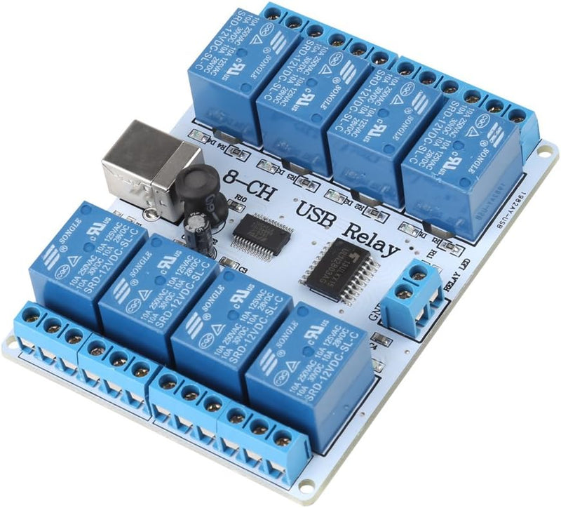 8-Kanal 12VDC Typ-B USB Relais Tafel Modul Regler zum Automatisierung Robotik MEHRWEG VERPACKUNG