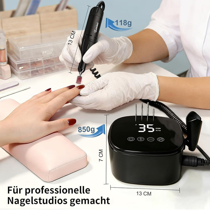 Nagelfräser für Gelnägel 35000 U/Min, Touch-Bedienung 35W, LED Display Elektrische Fräser Maniküre P