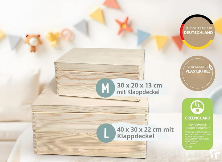 Little Deco Erinnerungskiste Baby Taufgeschenk Arche Noah personalisiert | 40 x 30 x 22 cm | Erinner