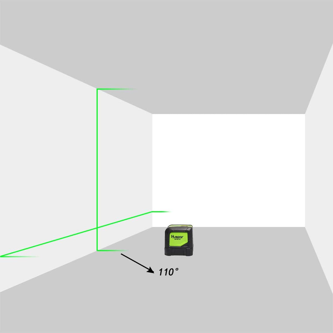 Huepar Kreuzlinienlaser Grün, DIY Linien Laser mit Selbstnivellierenden und Neigungsfunktion, H110°