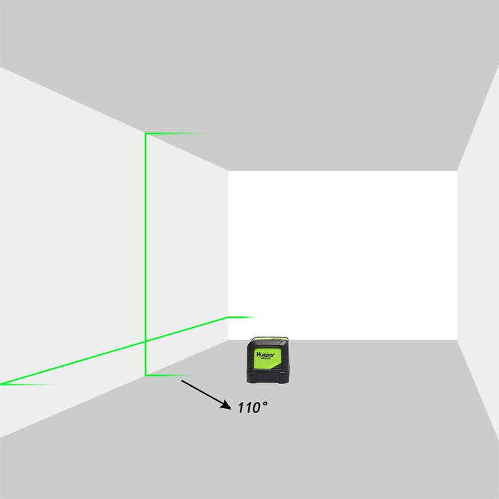 Huepar Kreuzlinienlaser Grün, DIY Linien Laser mit Selbstnivellierenden und Neigungsfunktion, H110°