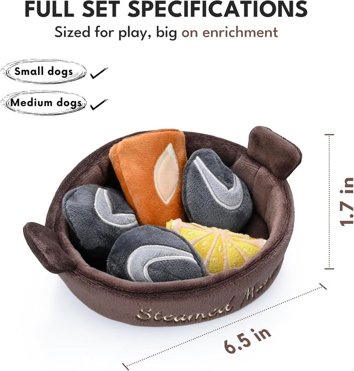 CHEWFFON Interaktives Hundespielzeug Gedämpfte Muscheln | Plüsch-Versteckspiel &amp; Schnüffel-Puzzle, 6