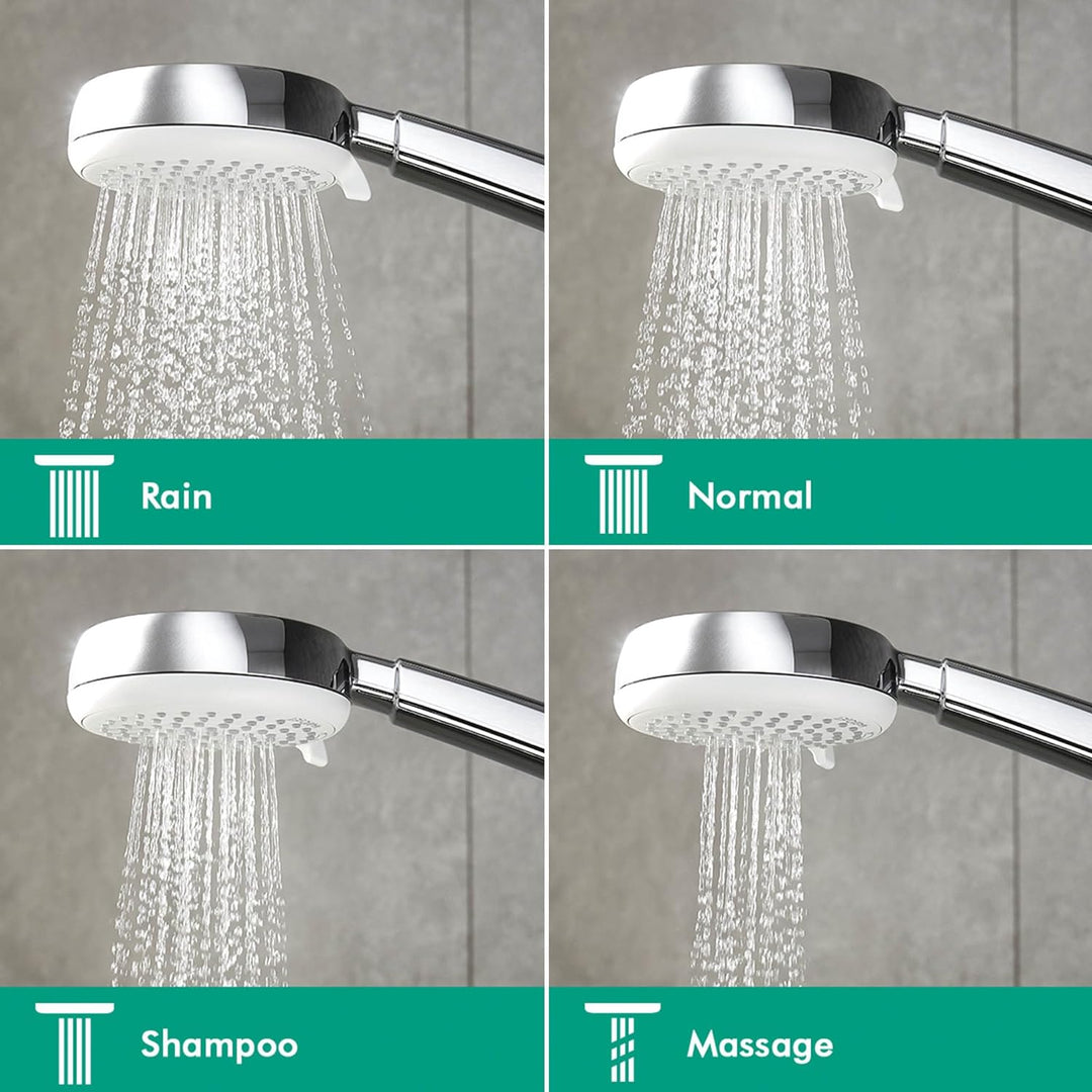 hansgrohe wassersparender Duschkopf Crometta 100, Duschbrause, 4 Strahlarten, Antikalk-Funktion, Wei