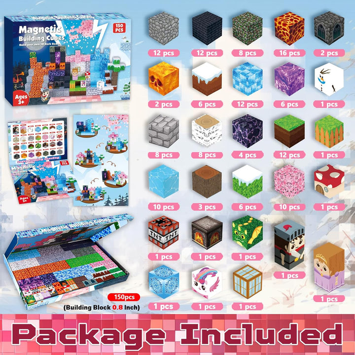 ToyUnited Magnetische Bausteine Magnetic Blocks Bauen Mine Fantasiewelt 150PCS Magnet Bausteine für