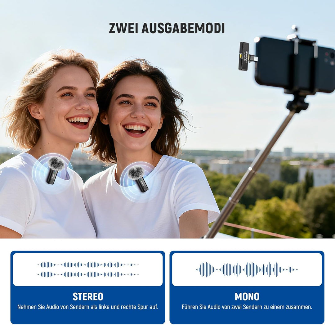 NEEWER Kabelloses Lavalier Mikrofon, 48kHz/24Bit, 8 Std. Akku, Geräuschunterdrückung, omnidirektiona