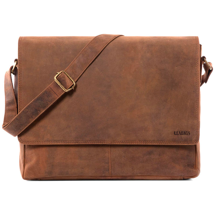 LEABAGS Oxford Laptoptasche Leder 15 Zoll Herren Damen Echtleder 38x10x31 cm Fox, 38x10x31 cm Fox