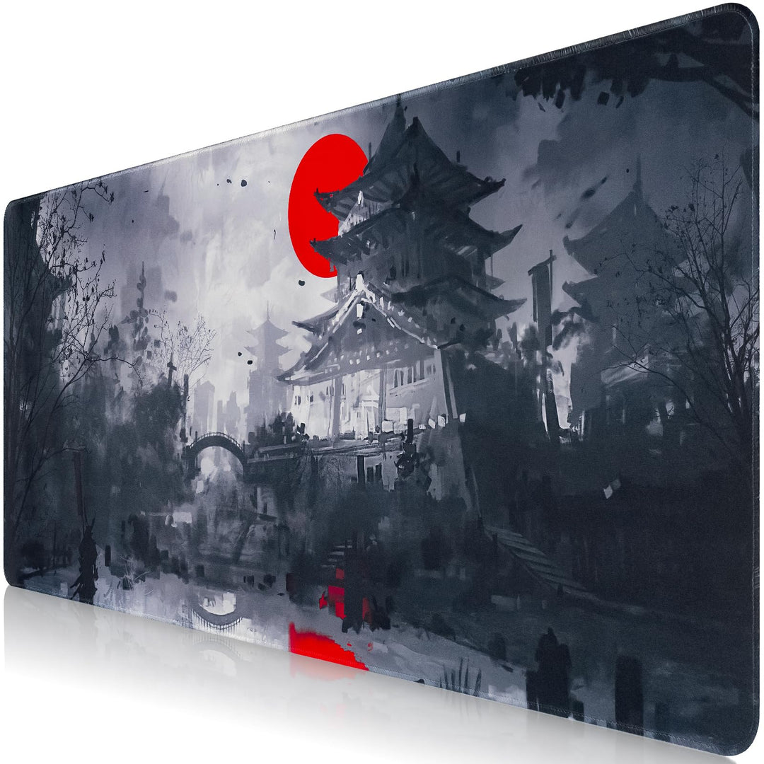 Mousepad,XXL Japanische Kunst Mauspads,Überdimensionales rutschfeste Gummimatten Gaming-Mauspads,Was