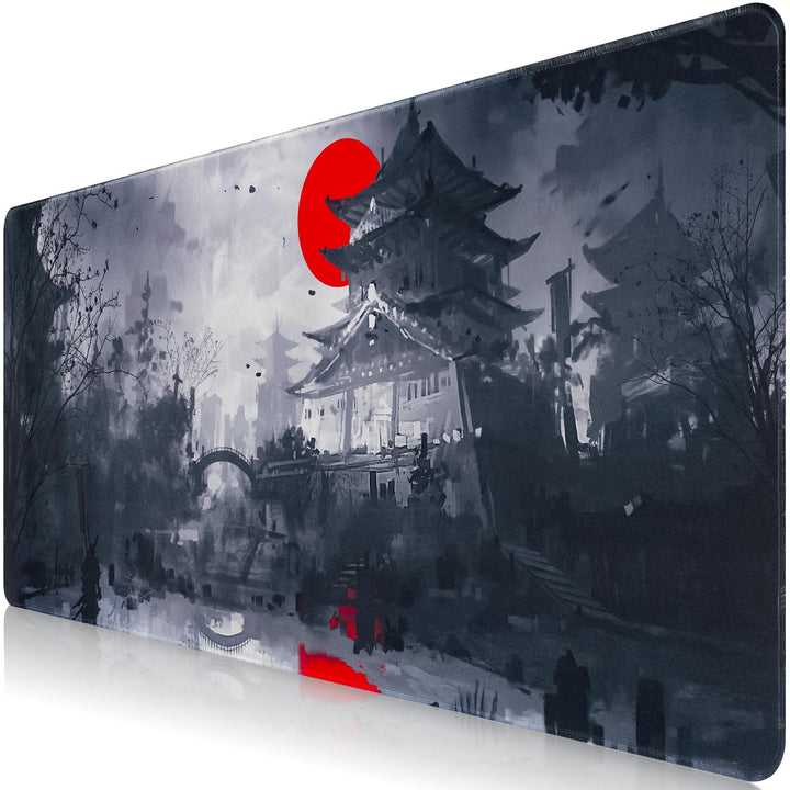 Mousepad,XXL Japanische Kunst Mauspads,Überdimensionales rutschfeste Gummimatten Gaming-Mauspads,Was