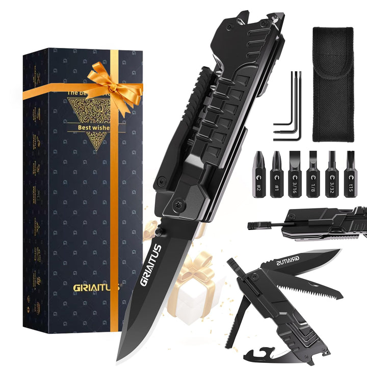 Geschenke für Männer 17 in1 Multitool Taschenmesser Camping Zubehör Outdoor Survival Gadgets Weihnac